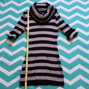 INC Silver and Black Cowlneck Sweater Dress